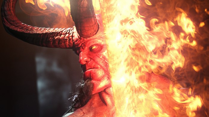 Hellboy with flaming right hand 4K