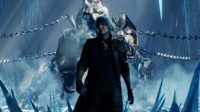 Dante from Devil May Cry 5 with King Cerberus
