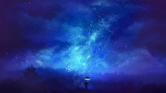 Night, Sky, Stars, Scenery, Anime, 4K, HD Wallpaper | Rare Gallery