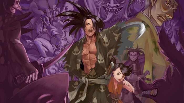 Samurai Shodown characters in a battle