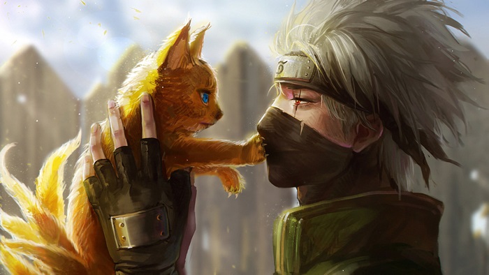 Kakashi, Sharingan, Kurama, 4K