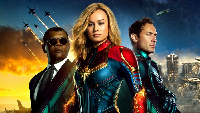 Captain Marvel, Nick Fury, and Yon-Rogg from Captain Marvel