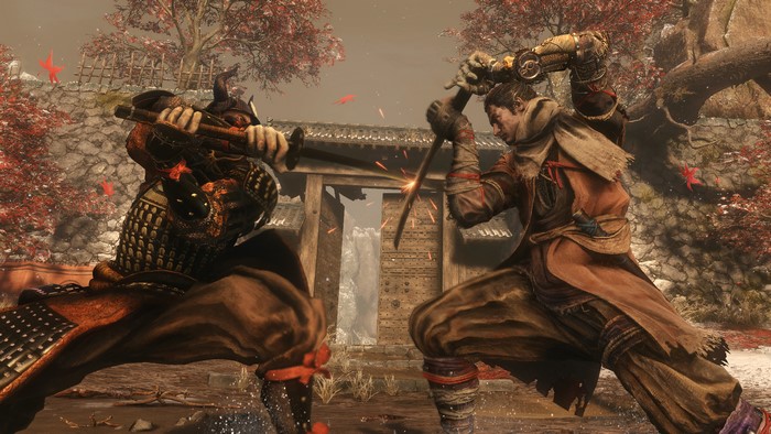 Two samurai fighting with swords in Sekiro: Shadows Die Twice 4K
