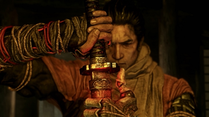 Sekiro from Sekiro: Shadows Die Twice holding a katana