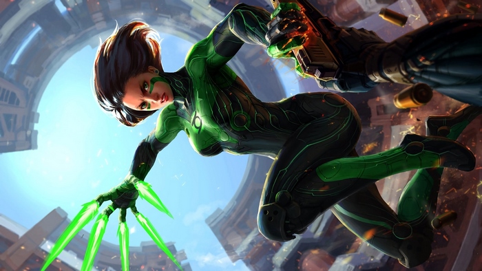 Female Green Lantern in action 4K