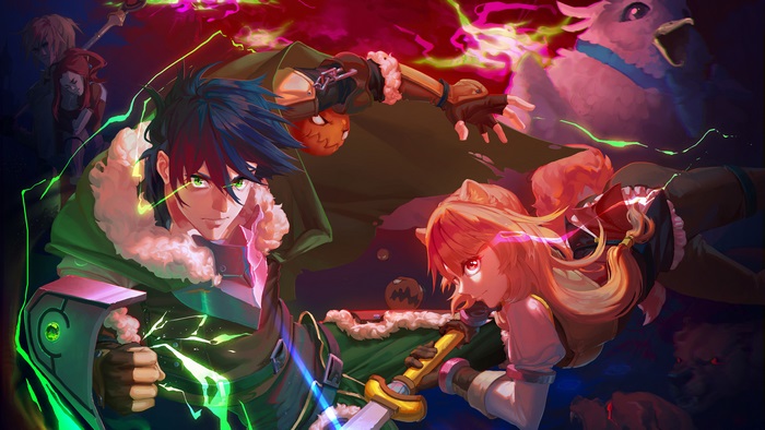 Naofumi, Raphtalia, and Filo from The Rising of the Shield Hero 4K