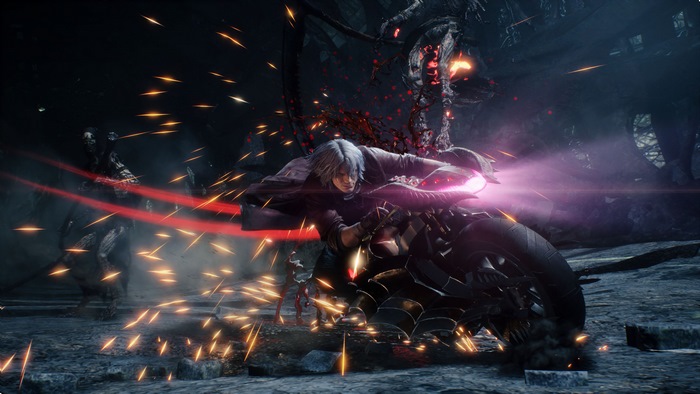 Dante from Devil May Cry 5 on a motorcycle 4K