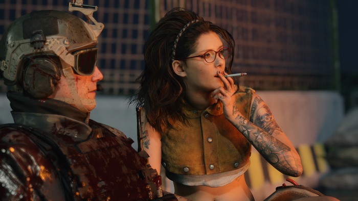 Nico from Devil May Cry 5 smoking 4K
