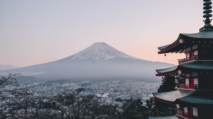 Mount Fuji and Pagoda in Japan