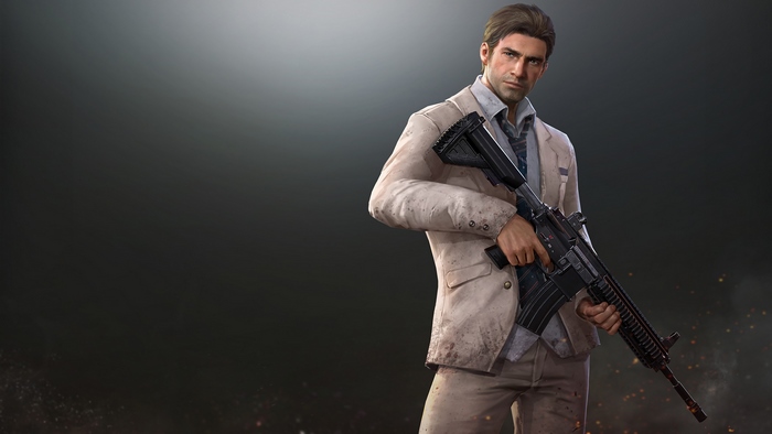 Player from PUBG holding a rifle
