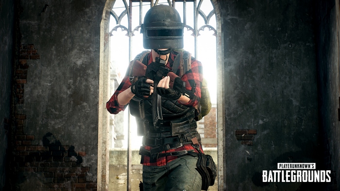 PlayerUnknown's Battlegrounds soldier with helmet and rifle