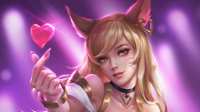 K/DA Ahri from LoL with a heart