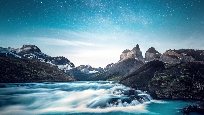 Torres del Paine National Park at night