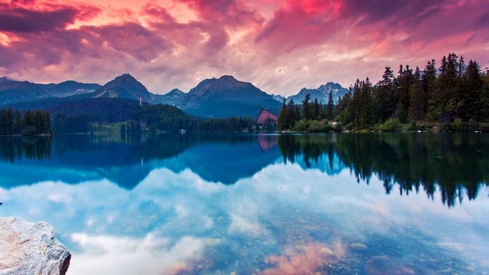 Lake and Mountains with Dramatic Sky 4K