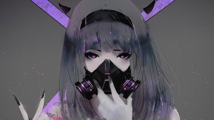 Anime Girl with Gas Mask 4K