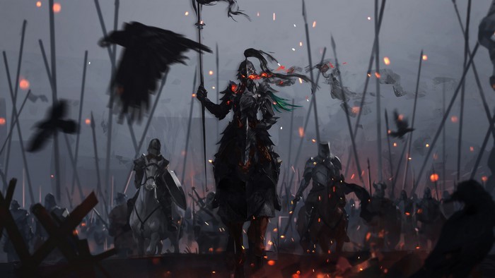 Fantasy Knight Army with Crows 4K