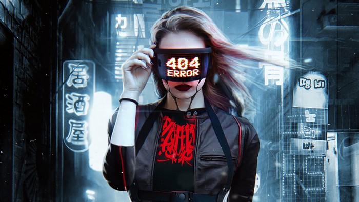 Sci-Fi, 404 Error, Cyberpunk, Girl, 4K, 3840x2160