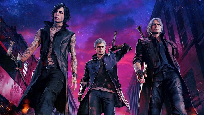 V, Nero, and Dante from Devil May Cry 5 4K