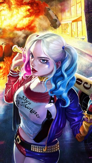 Harley Quinn, Baseball Bat, 4k