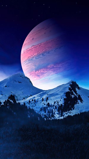 Night, Scenery, Mountain, Landscape, Planet, Digital Art, 4k