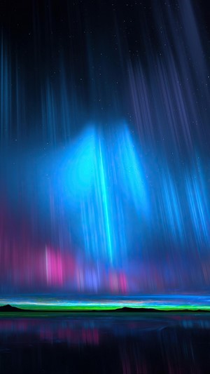 Aurora Borealis Over a Reflective Landscape 4K