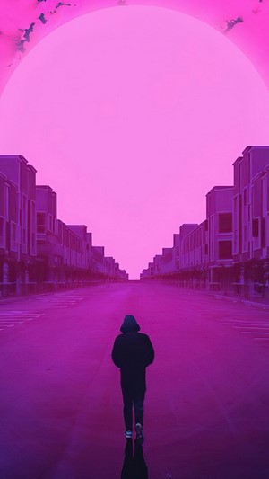 Lonely, Guy, Retrowave, Minimalist, 4k