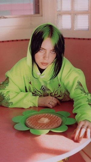 Billie Eilish with a waffle
