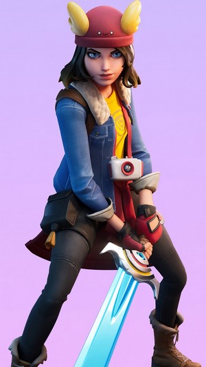 Skye from Fortnite holding a sword