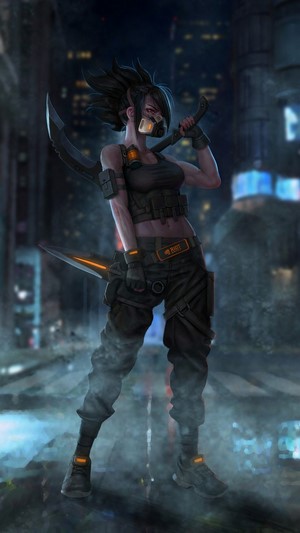 Akali, Cyberpunk, LoL, 4k