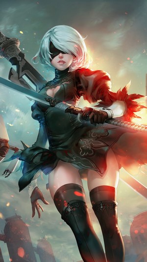 Nier Automata, 2B, Katana, 9S, 4k