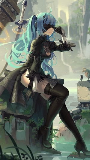 Hatsune Miku from Nier Automata with Swords 4K