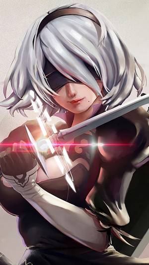 YoRHa 2B from Nier Automata with swords 4K