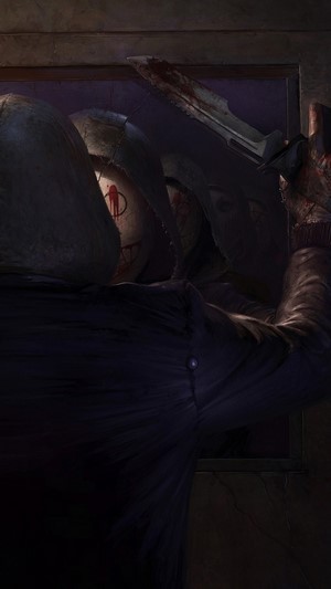 The Legion from Dead by Daylight holding a bloody knife