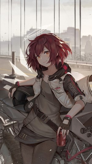 Anime, Girl, Biker, Arknights, Exusiai, 4k
