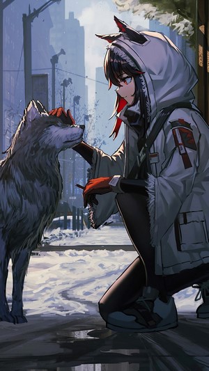 Anime, Girl, Wolf, Texas, Arknights, 4k