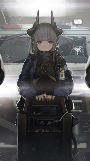 Anime, Girl, Police, Shield, Arknights, Liskarm, 4k