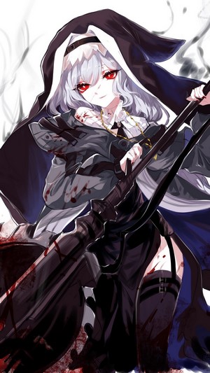 Specter from Arknights holding a scythe