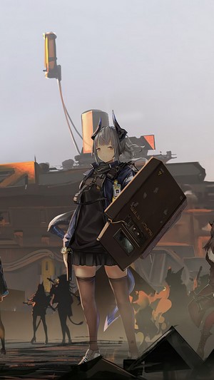 Arknights character with shield and weapon