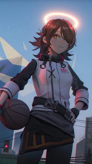 Anime Girl with Halo and Basketball from Arknights 4K