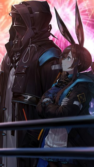 Amiya, Arknights, Fireworks, Anime, 4k