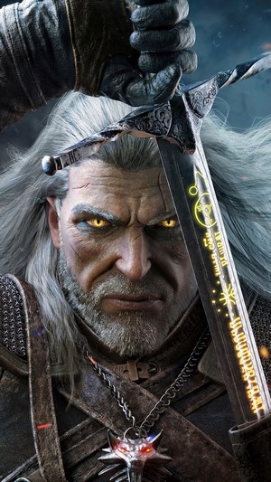 Geralt, Sword, The Witcher 3, 4k
