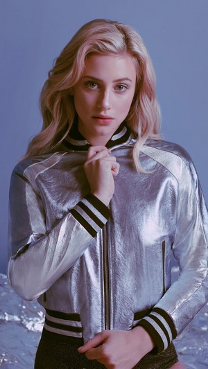 Lili Reinhart in a silver jacket photoshoot 4K