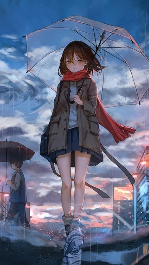 Anime, Girl, Umbrella, 4k