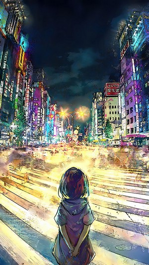 Anime girl at Shibuya crossing 4K
