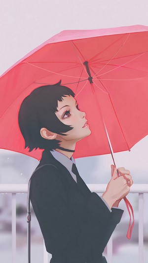 Anime girl with umbrella in 4K