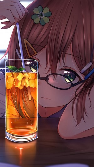 Anime, Cute, Girl, Glasses, 4k