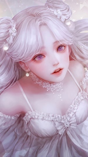Anime, Girl, White Hair, 4k
