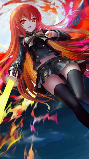 Shana from Shakugan no Shana with a Flame Sword