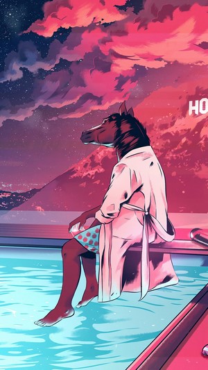 BoJack Horseman by a pool in Hollywood