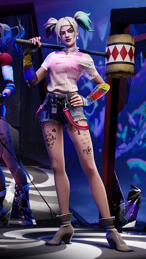 Harley Quinn from Fortnite with a hammer
